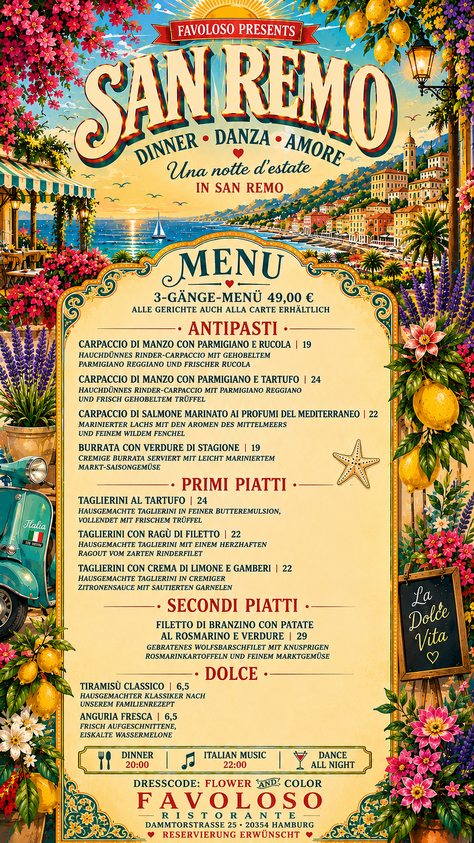DINNER DANZA AMORE, MENU 07.08.2026